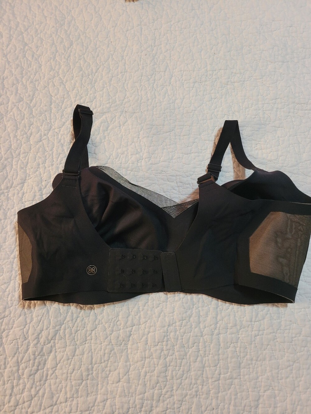 Honeylove Crossover Wireless Bra Black Sheer Padded Adjustable Sz 36 D/DD (E) - Picture 6 of 8